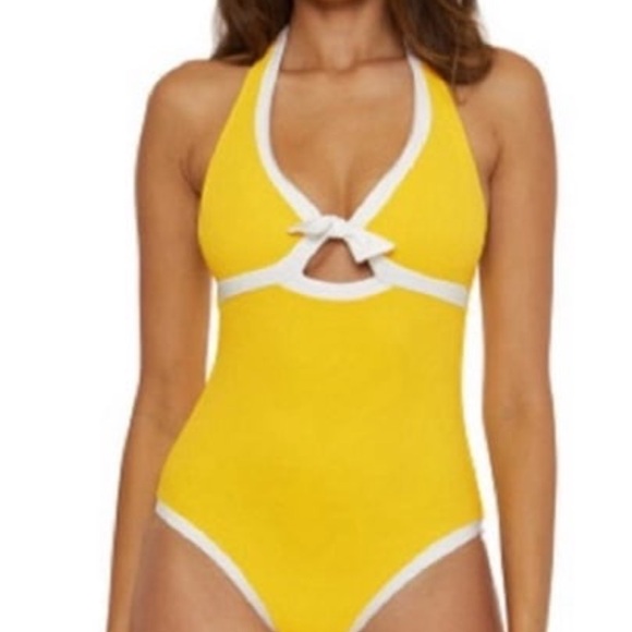 Trina Turk Yellow and White One‎ Piece Swimsuit